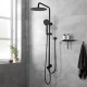 8 inch 200mm Round Black Twin Shower Set Top/Bottom Water Inlet